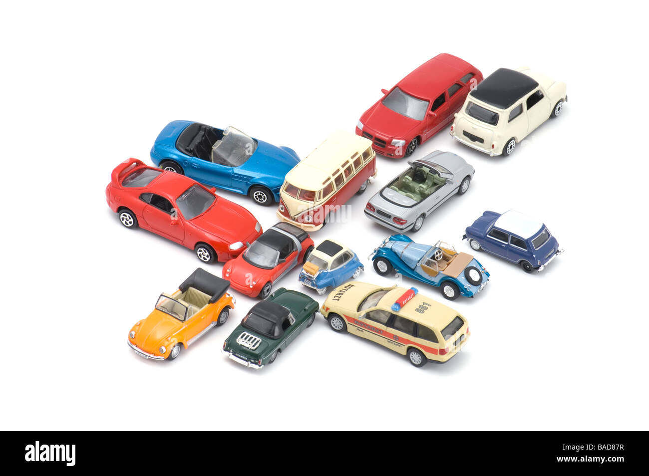 Objekt auf weißen Modell Spielzeugauto Stockfoto