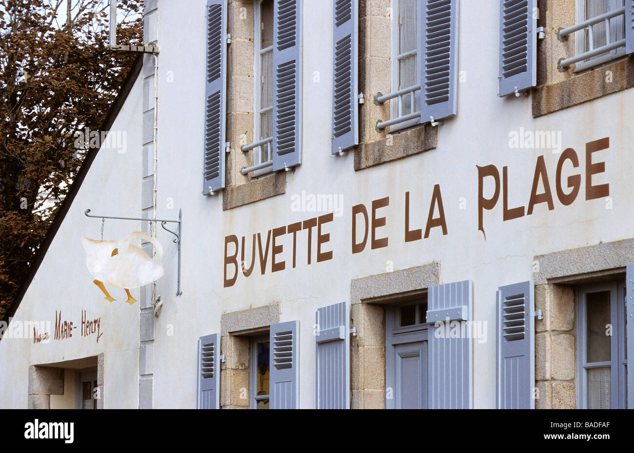 Frankreich, Finistere, Le Pouldu, Maison Marie Henry Beachs Erfrischung bar wo Impressionisten der Pont Aven Schule traf Stockfoto