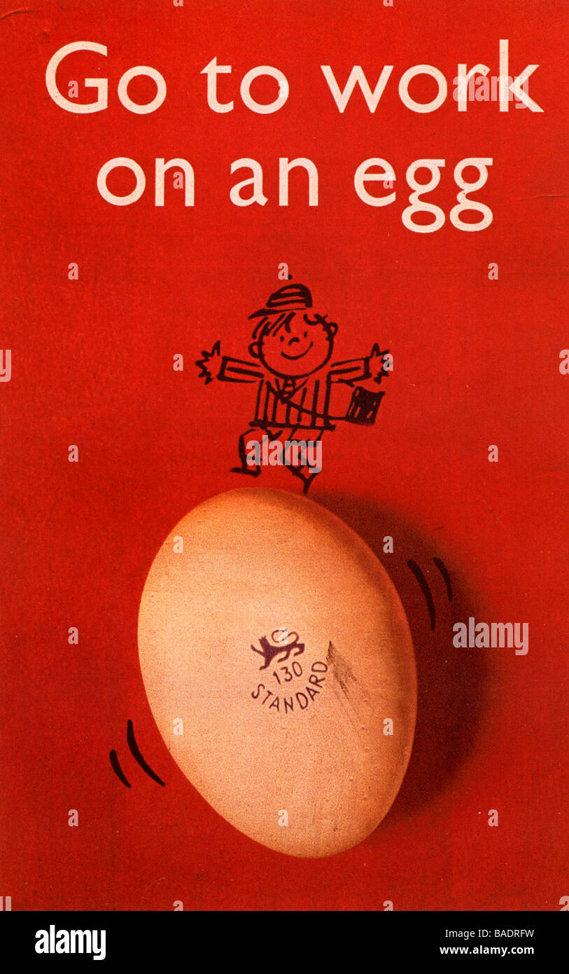 GEHEN Sie zur Arbeit ON AN Ei 1957 Anzeige für die britische Ei Marketing Board Stockfoto