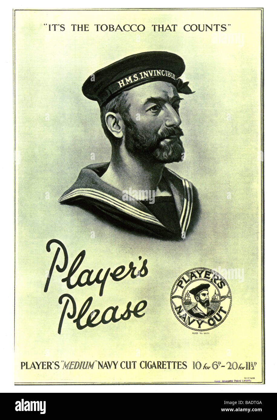 Werbung Spieler bitte Zigarette Anzeige aus dem Jahr 1927 Stockfoto