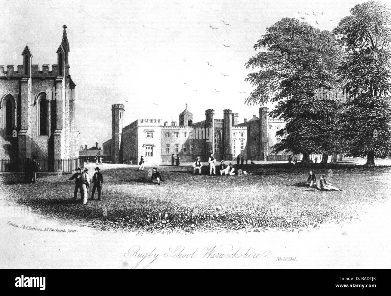 RUGBY-Schule im Jahre 1841 Stockfoto