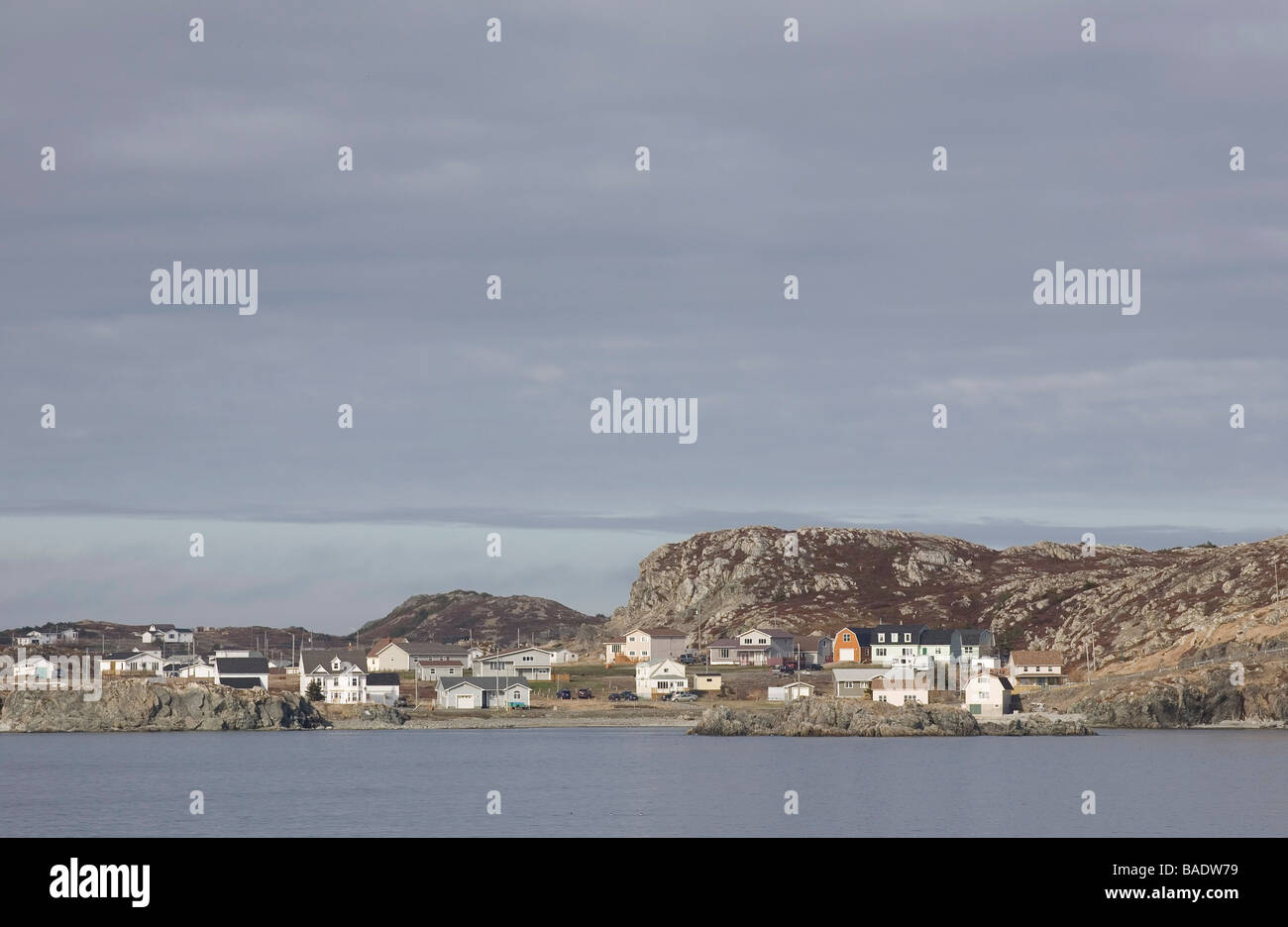 Nebel über Hafen, Twillingate, Neufundland, Kanada Stockfoto