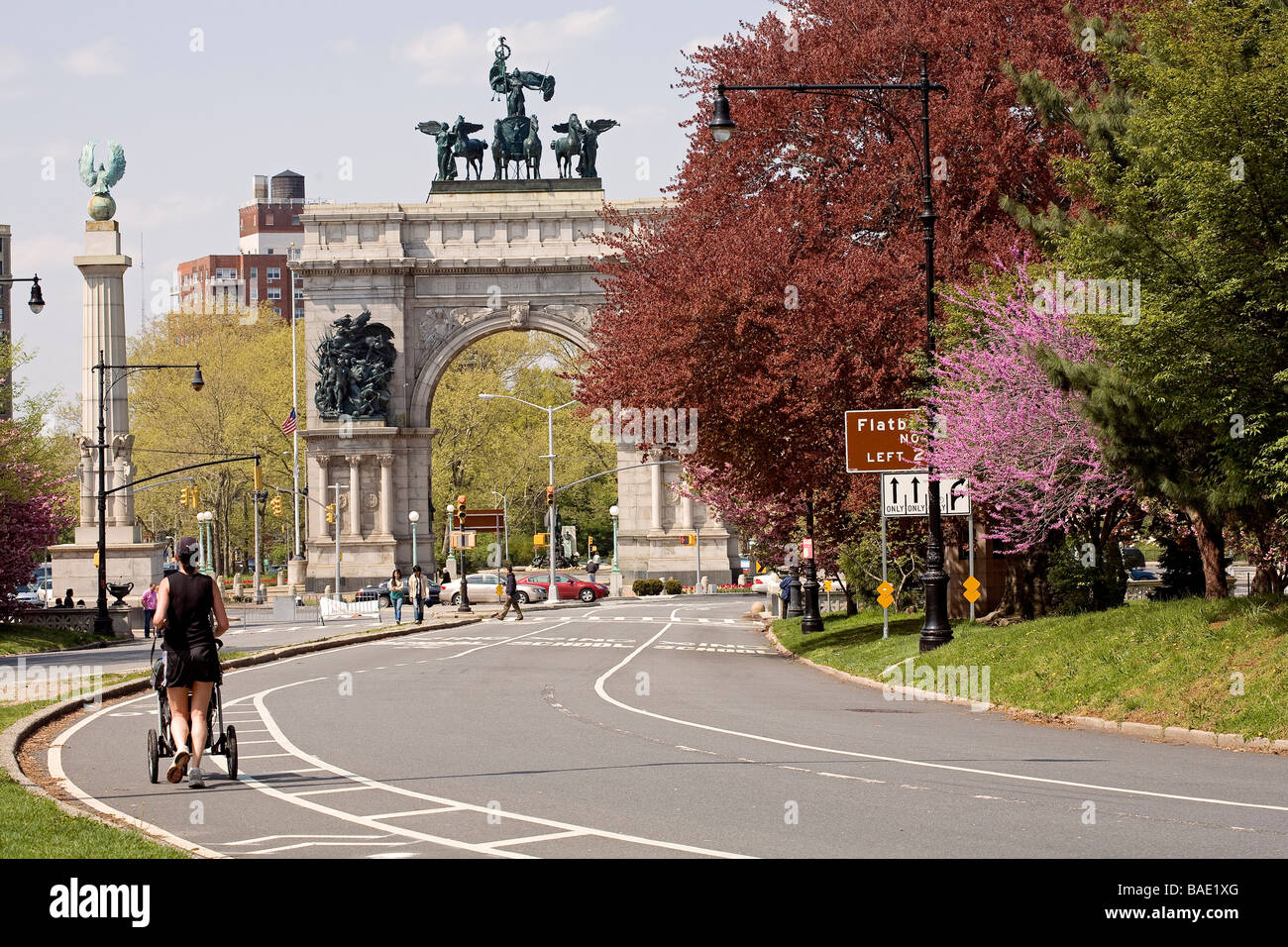 Vereinigte Staaten, New York, Central Park im Frühling, Prospect Park und Grand Army Plaza Triumphbogen Stockfoto