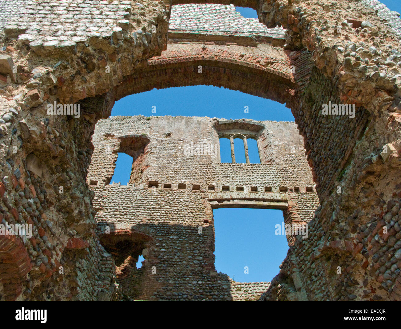 Die Ruinen der mittelalterlichen Burg Baconsthorpe North Norfolk Stockfoto