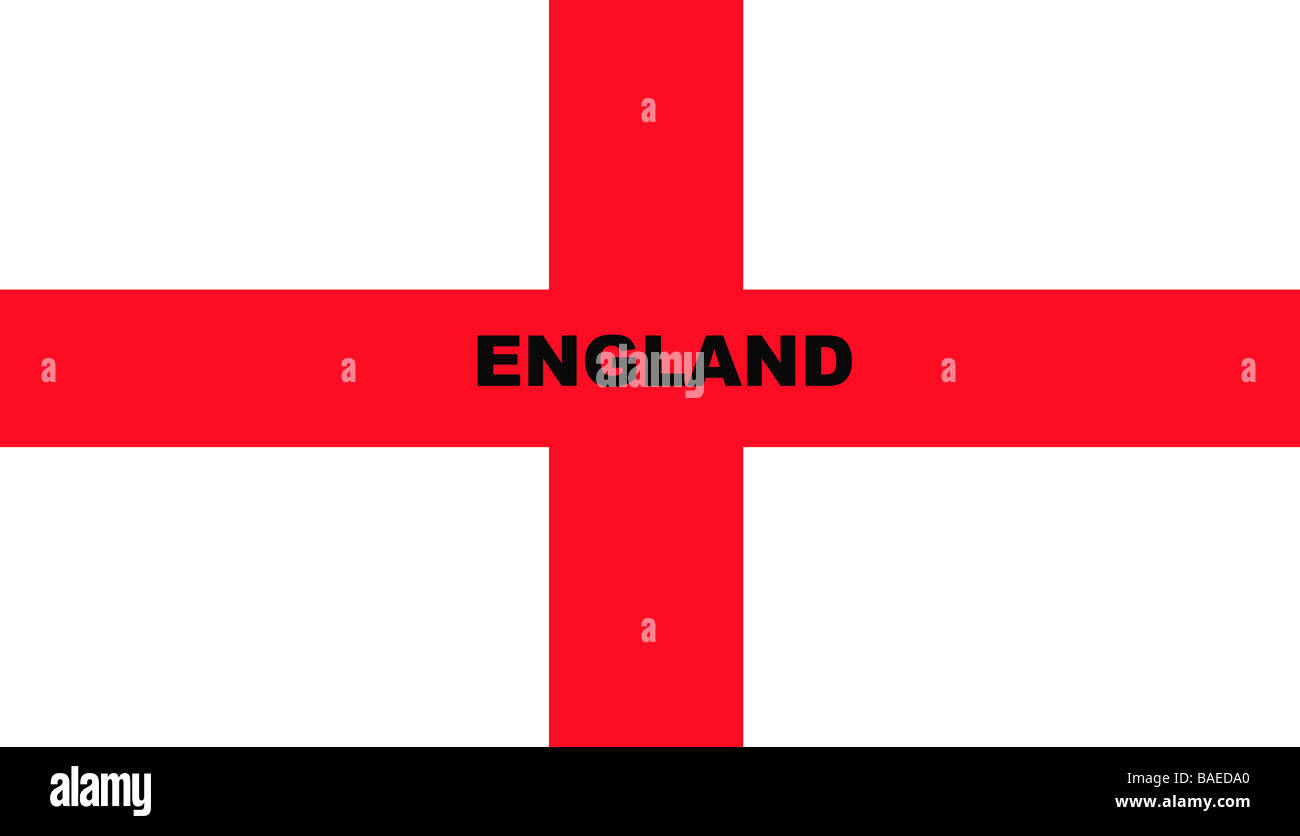 Abbildung von Saint George.s Kreuz Flagge isoliert auf weißem Hintergrund mit Text im Zentrum. Stockfoto