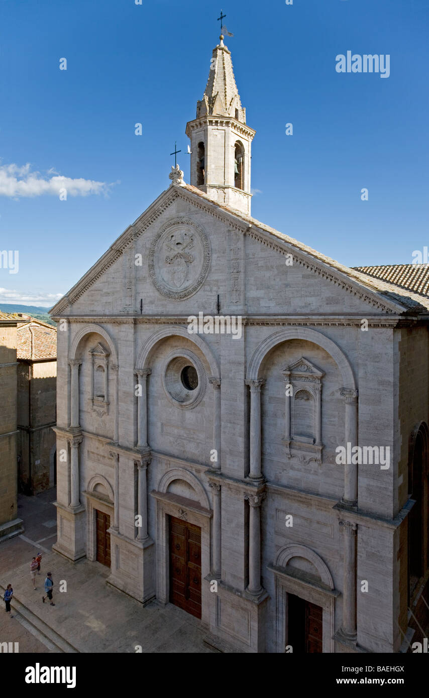 Fassade des Doms Papst Pio II Pienza Stockfoto