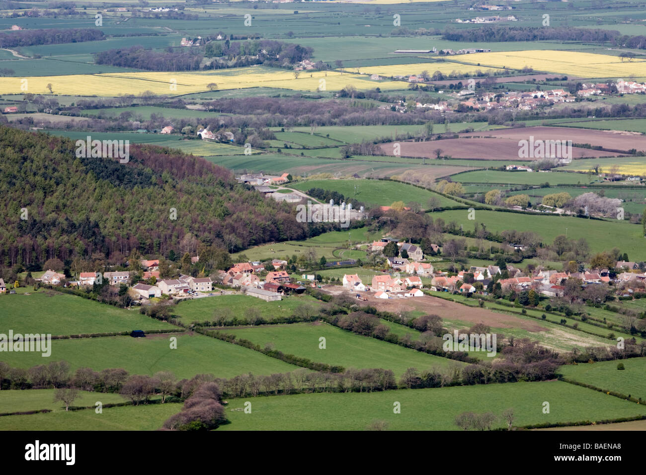 Dörfer in der Nähe von Faceby und Quirl-Hill-Wood von Carlton Bank North York Moors England Stockfoto