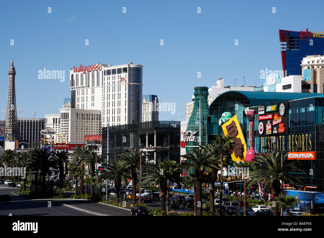 Blick entlang den südlichen Teil des Las Vegas Boulevard Las Vegas Nevada, usa Stockfoto