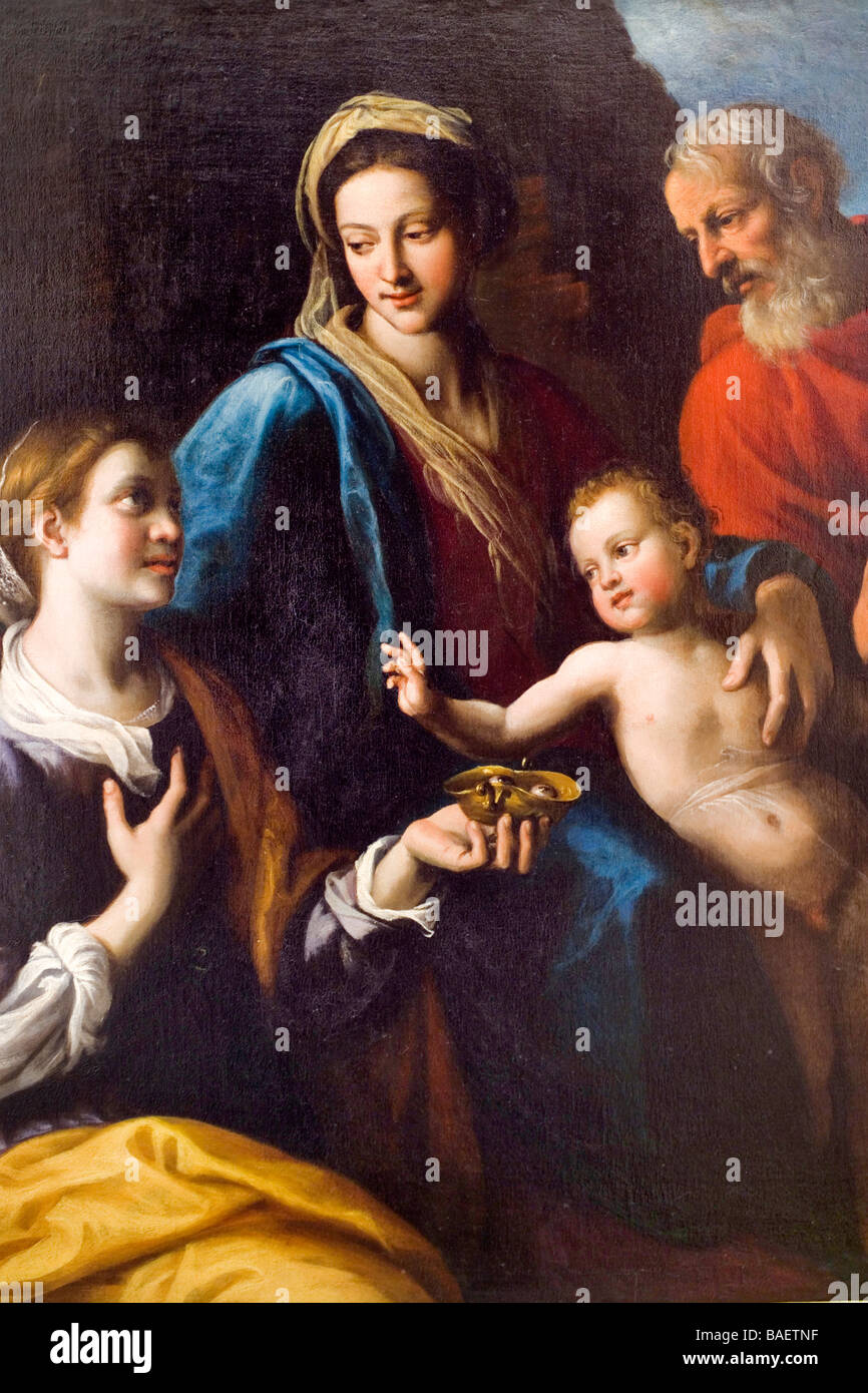 Madonna, San Giuseppe e il Bambino con Santa Lucia, Pio Monte della Misericordia Palast, Neapel, Kampanien, Italien Stockfoto