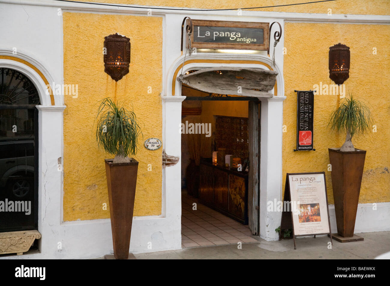 San Jose del Cabo in Mexiko äußere des La Panga Antigua Restaurant im Stadtzentrum gelegenen Geschäftsbezirk Stockfoto