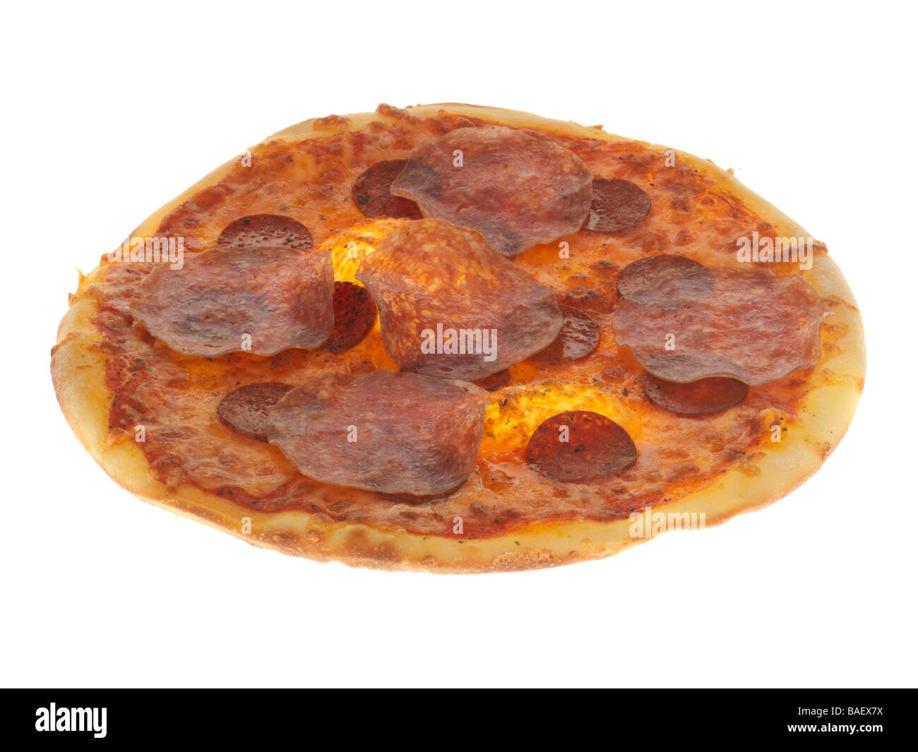 Salami und Chorizo Pizza Stockfoto