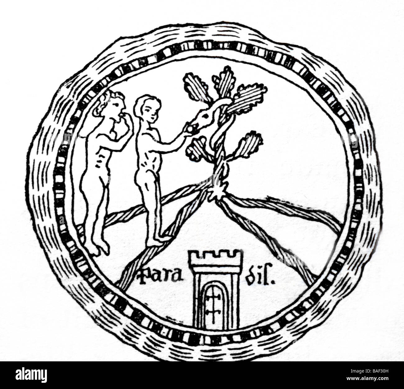 Der Garten Eden zeigt, die die vier Flüsse Holzschnitt aus entdecken