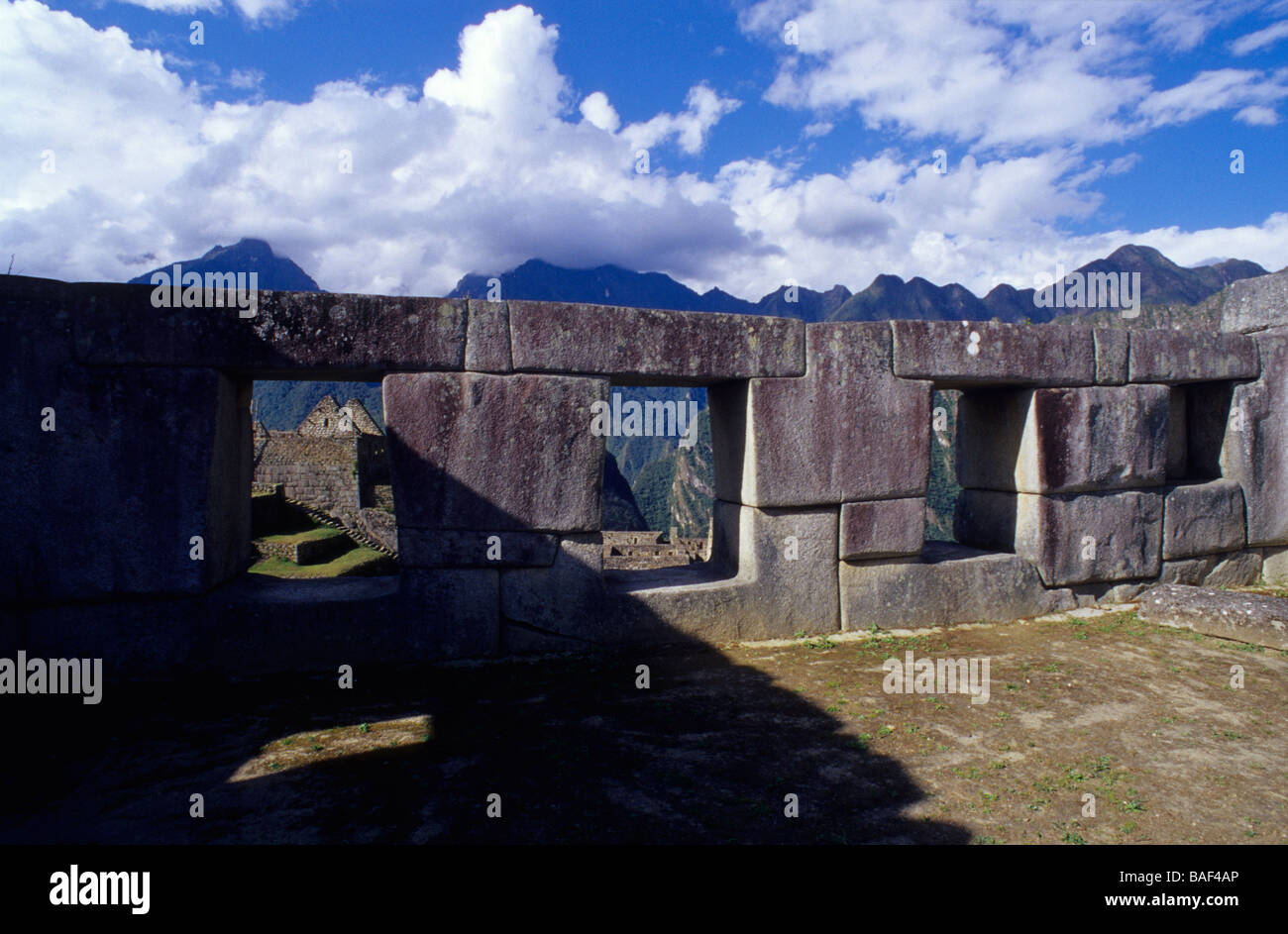 Tempel der drei Fenster Machu Pichu Peru in Südamerika Stockfoto