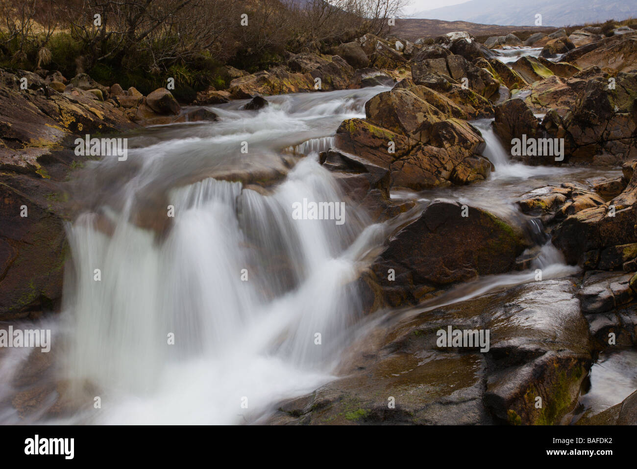 Wasserfall auf dem Fluss Coupall in Glencoe Stockfoto