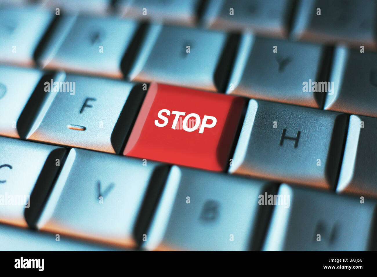 Stop-Taste auf einer Computer-Tastatur Stockfoto