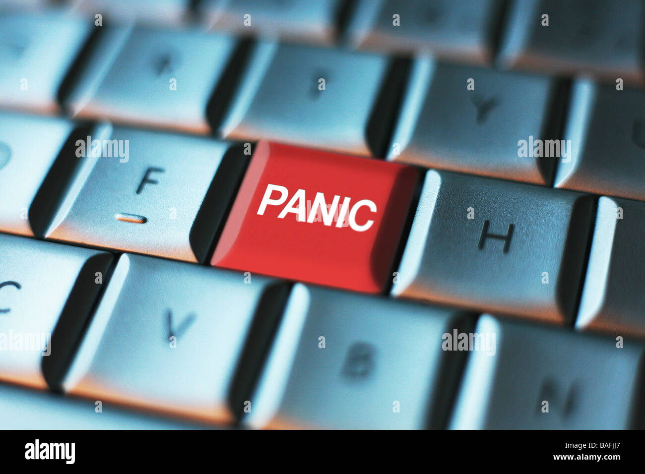 Panik-Taste auf einer Computertastatur Stockfoto