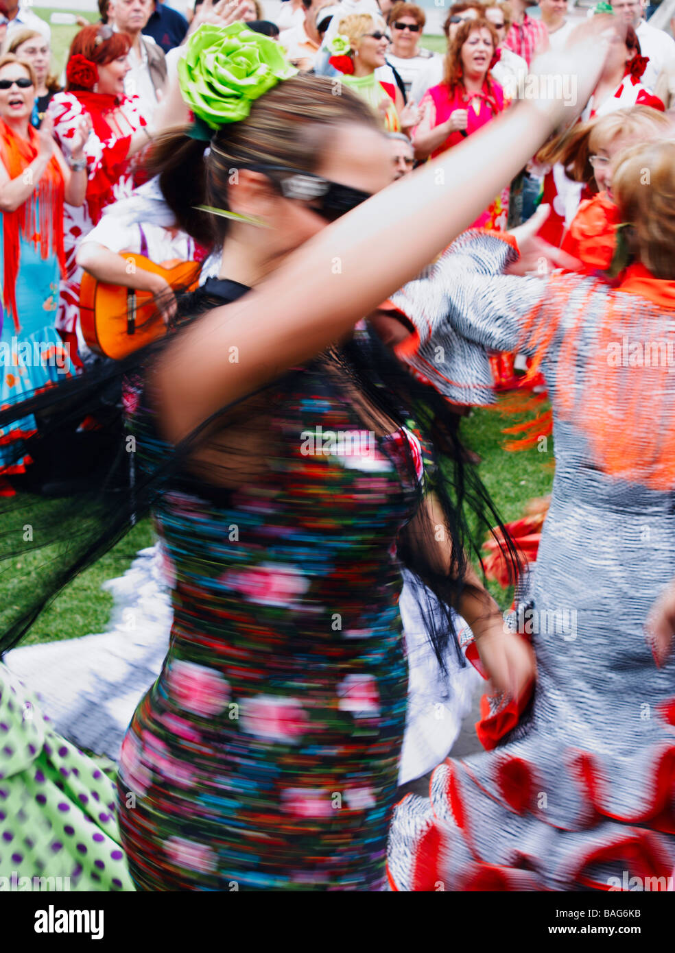 Flamenco-Tänzer bei Fiesta in Spanien Stockfoto