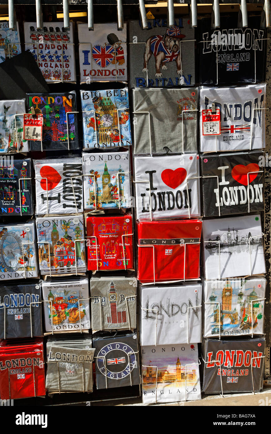 T-Hemden-Souvenirs aus London Stockfoto