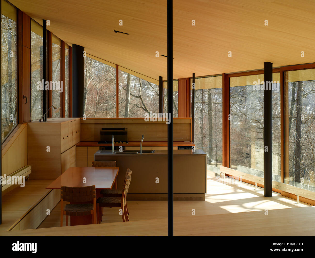 Karuizawa, Japan, Atelier Bow-Wow, Haus, Haus Kran Kran Innenansichten. Stockfoto