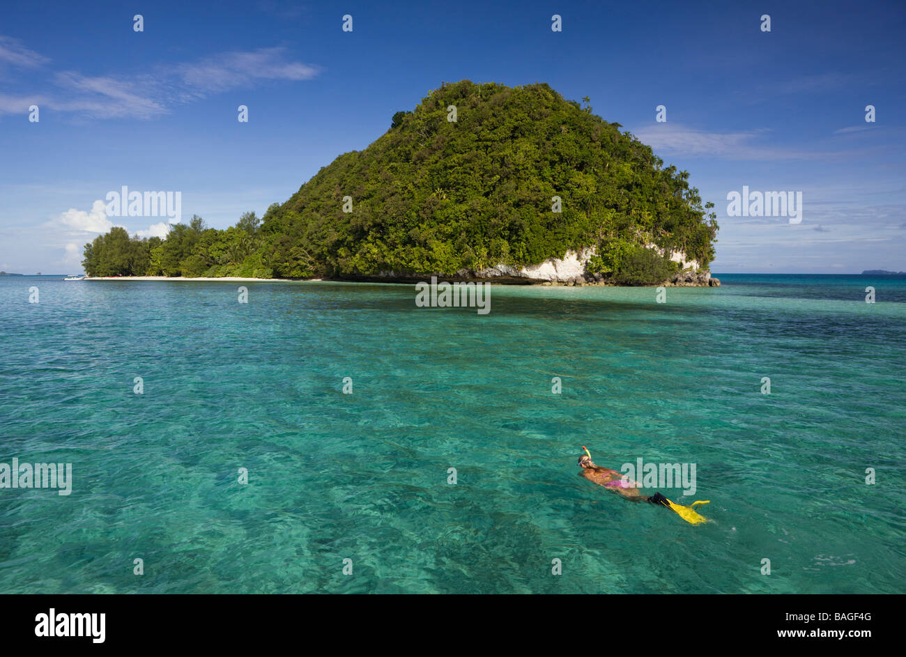 Schnorchel Felsinseln Mikronesien-Palau Stockfoto
