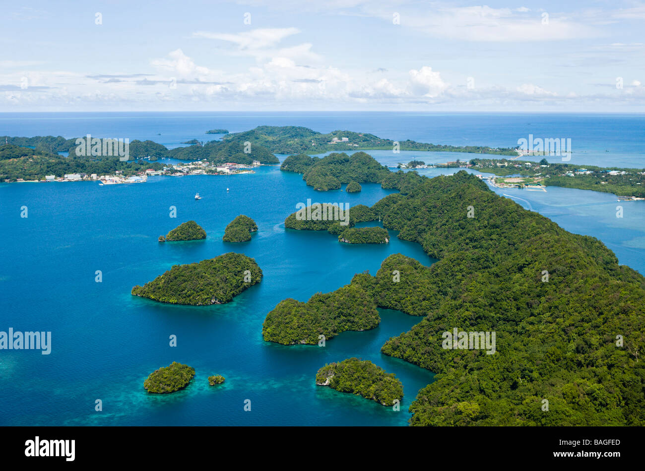 Luftbild auf Koror Hauptstadt Mikronesien Palau Stockfoto