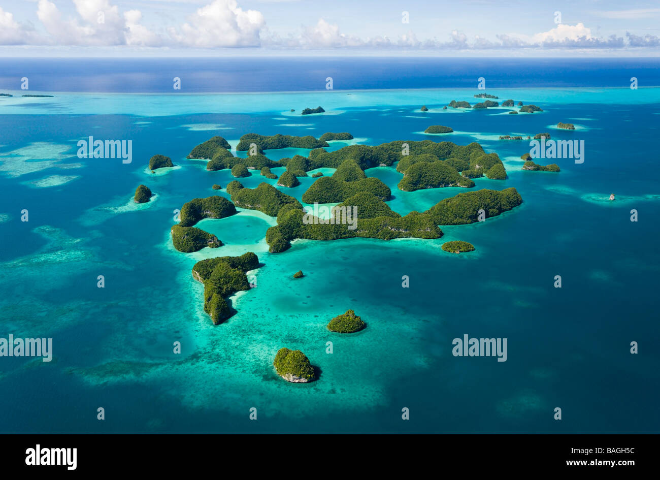 Aerieal Blick auf siebzig Inseln Mikronesien-Palau Stockfoto