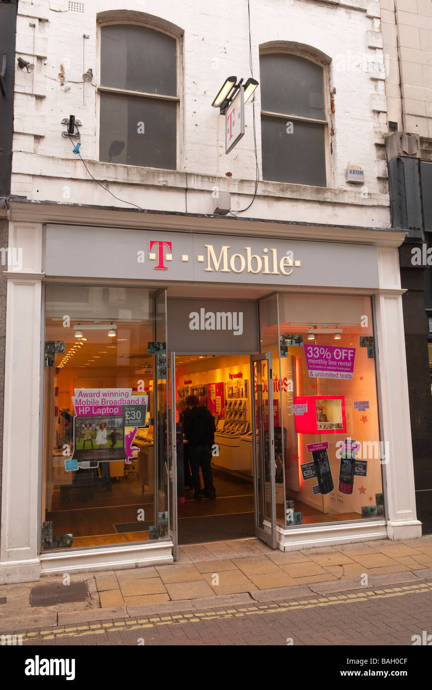 T-Mobile Shop Shop in York, Yorkshire, Großbritannien Stockfoto