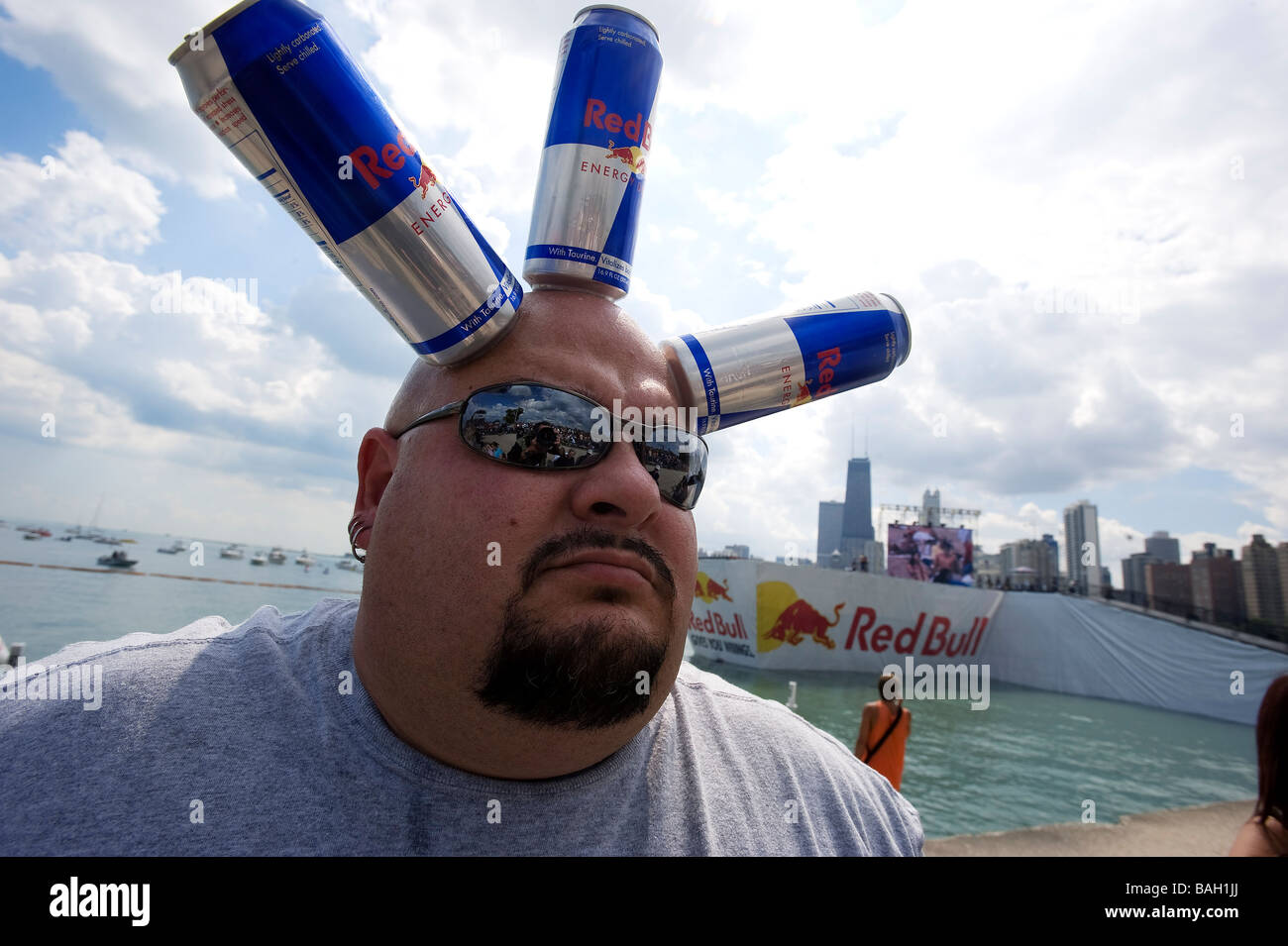USA, Illinois, Chicago, The Red Bull Flugtag ist eine jährliche Spaß Veranstaltung gesponsert von Red Bull, das stattfindet, auf der Stockfoto