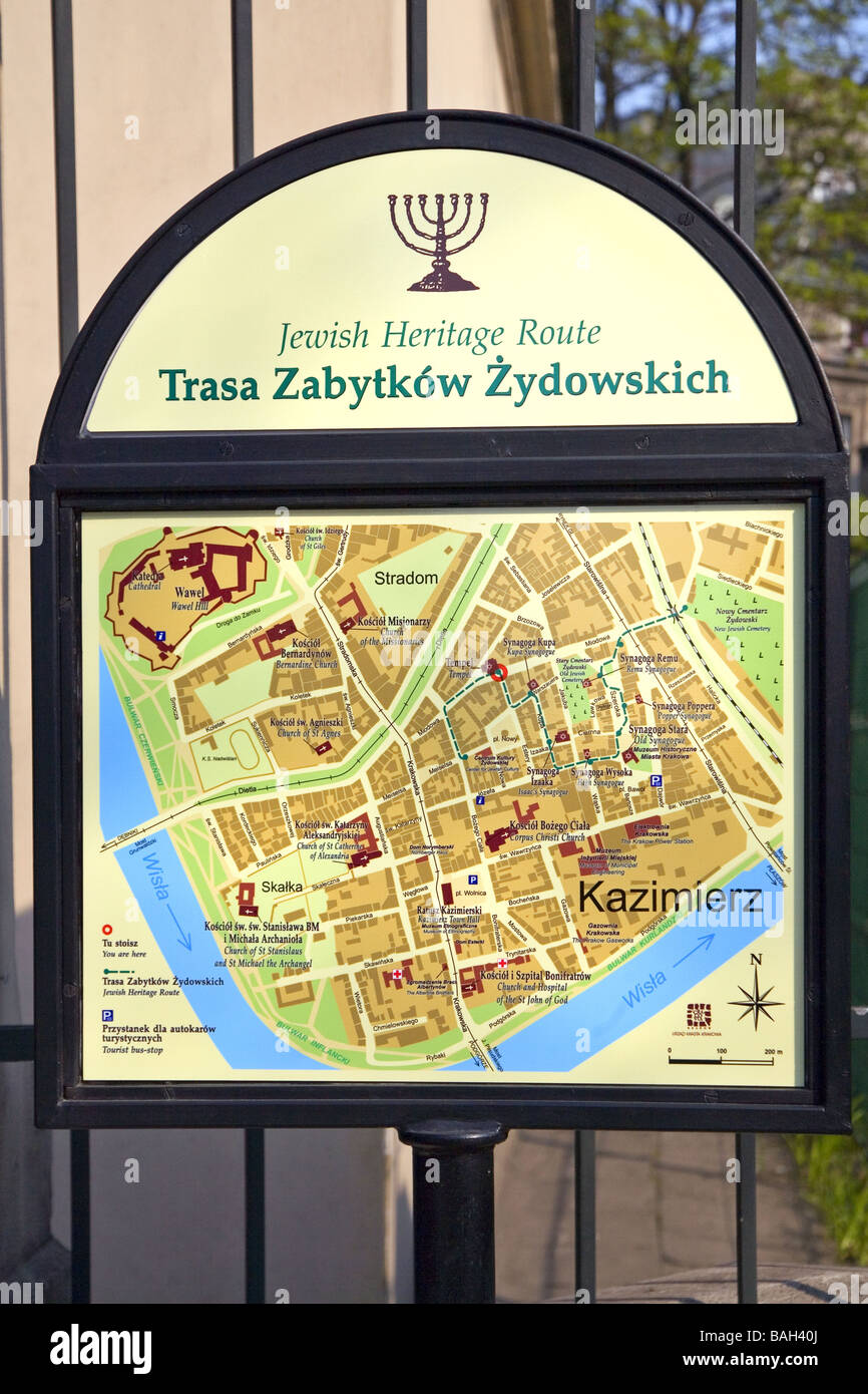 Touristischen informatives Board in Krakau Polen Stockfoto