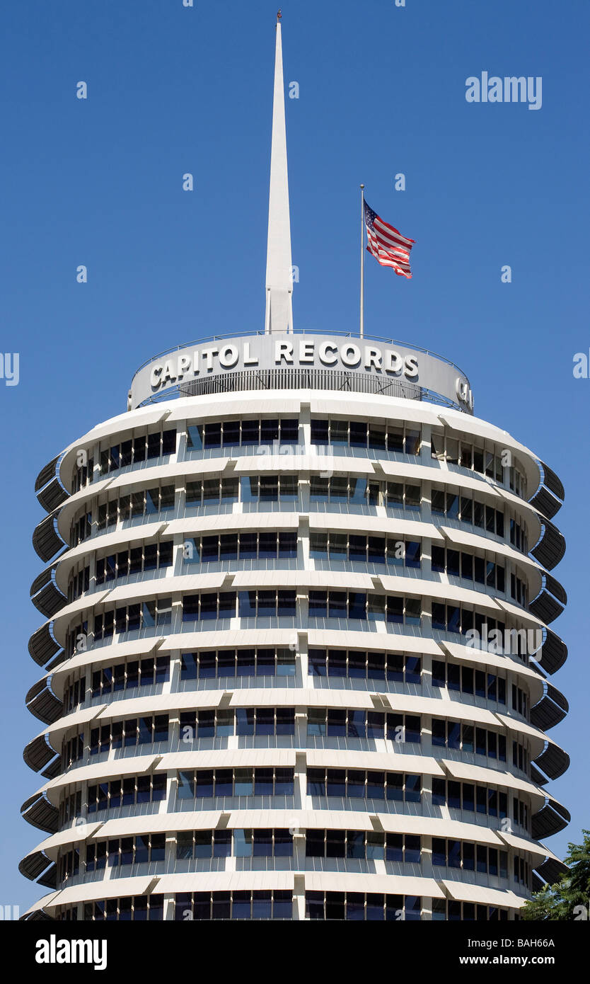 USA, California, Los Angeles, Hollywood, Capitol Records Tower stammt aus den 50er Jahren und entworfen von Architekt Welton Stockfoto