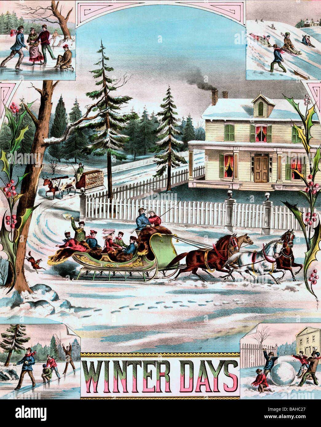 Wintertage - winter verschiedene Szenen, ca. 1881 Stockfoto