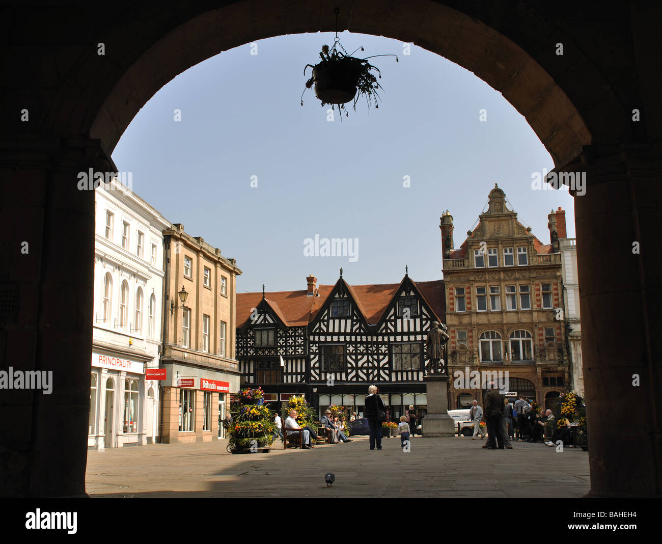 Das Quadrat und High Street, Shrewsbury, Shropshire, England, UK Stockfoto