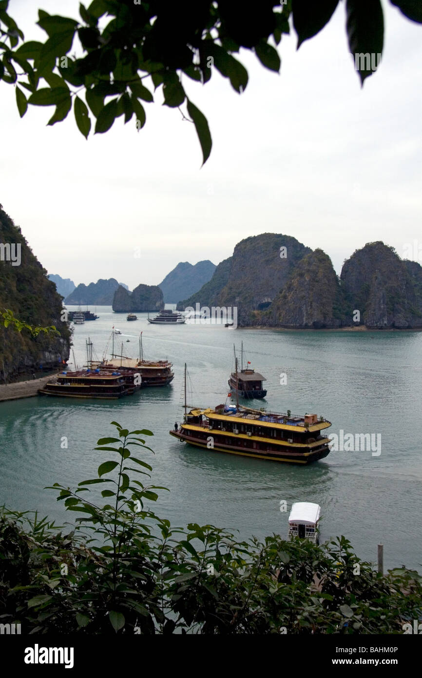 Eingang zum Hang Sung Sot Höhlen in Ha Long Bay Vietnam Stockfoto