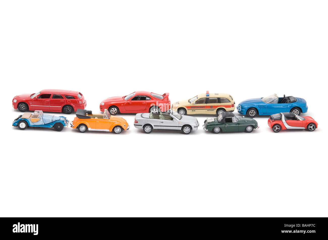 Objekt auf weißen Modell Spielzeugauto Stockfoto