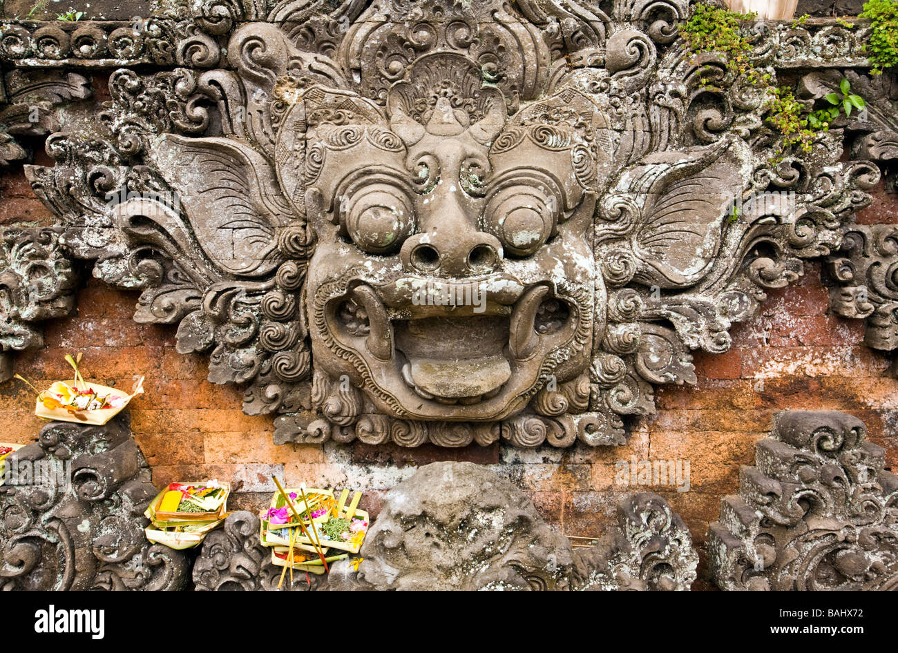 Indonesien-Bali-Löwe-Barong-Stein Stockfoto