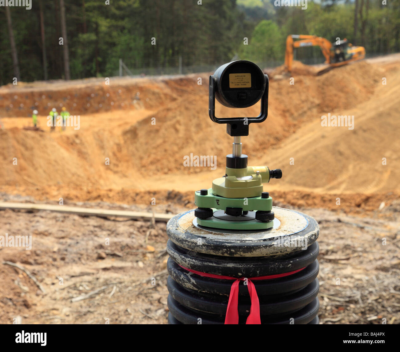 Umfrage bei A3 Hindhead Straße Verbesserung Schema Südseite. Hindhead, Surrey, England, UK. April 2009 Stockfoto