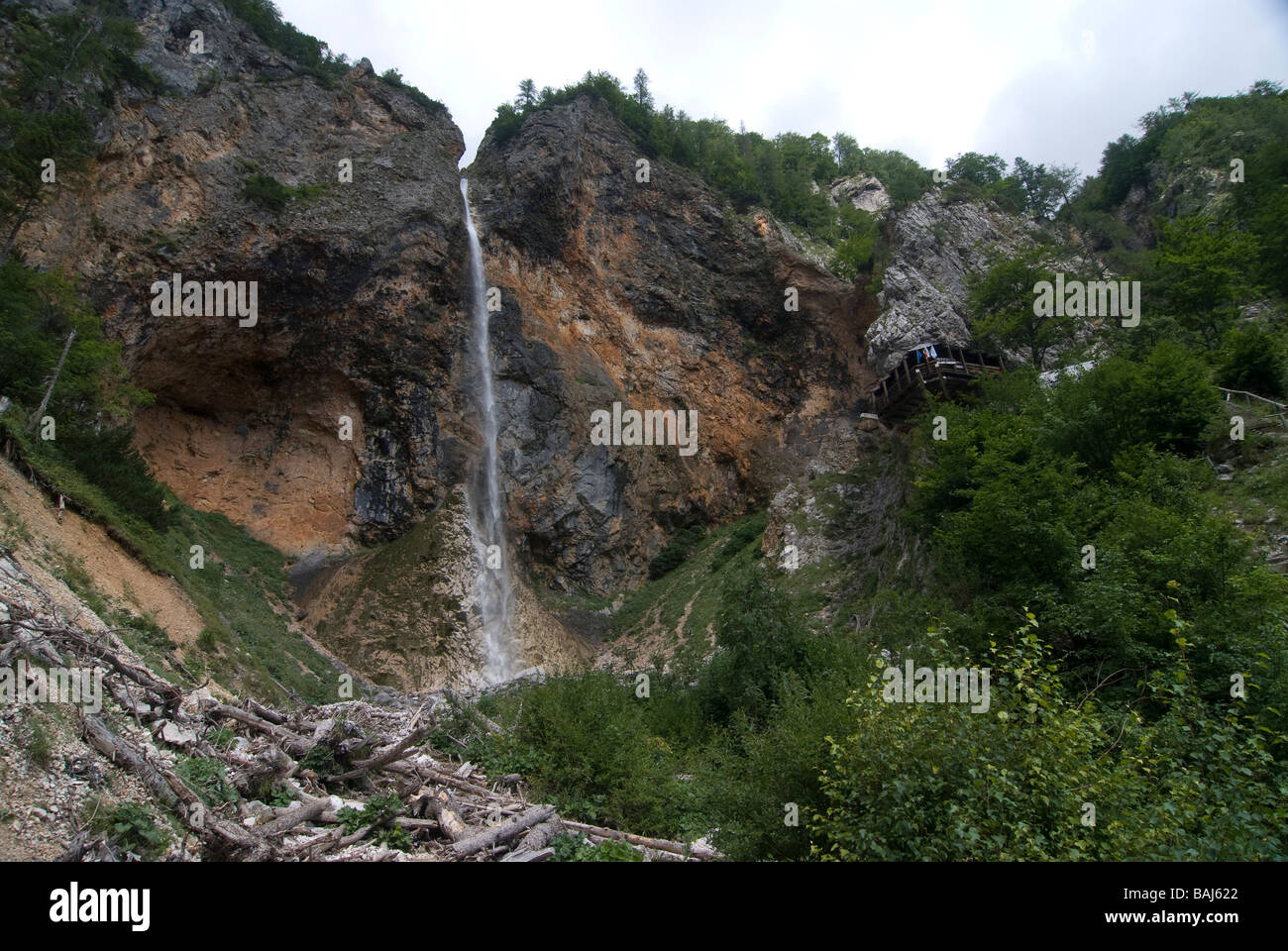 Wasserfall bei Logarska Dolina Slowenien Osteuropa Stockfoto