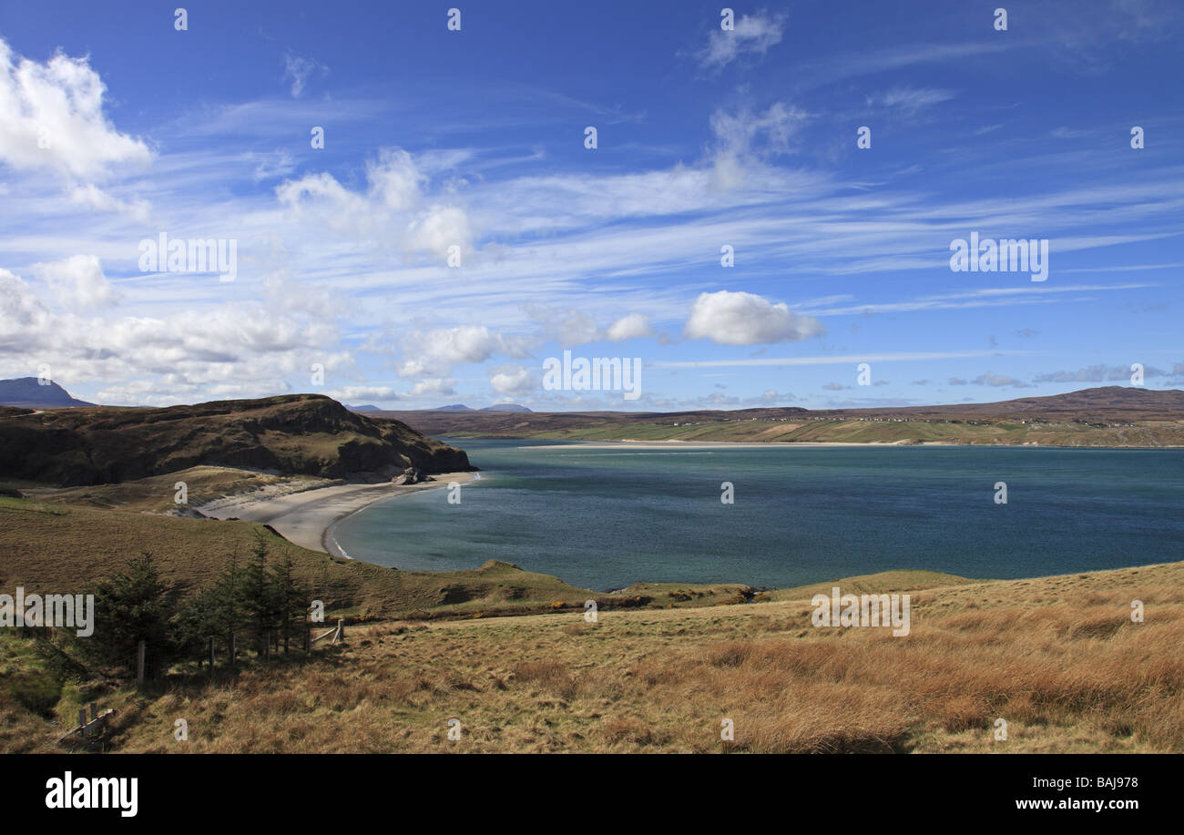 Blick vom Skullomie über Tongue Bay, Sutherland, Nord-Schottland Stockfoto