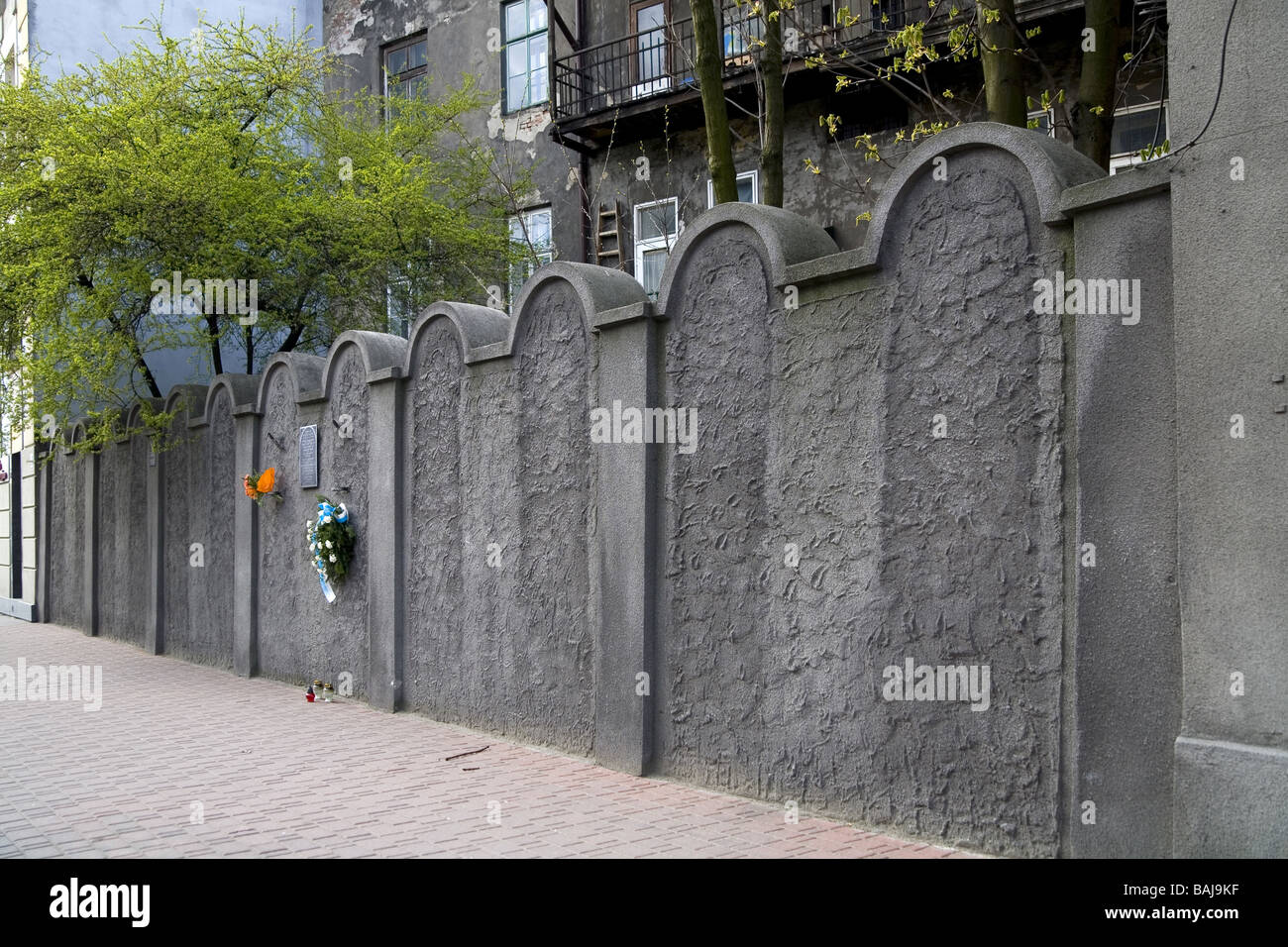 Ghettomauern Lwowska Street in Krakau Polen Stockfoto