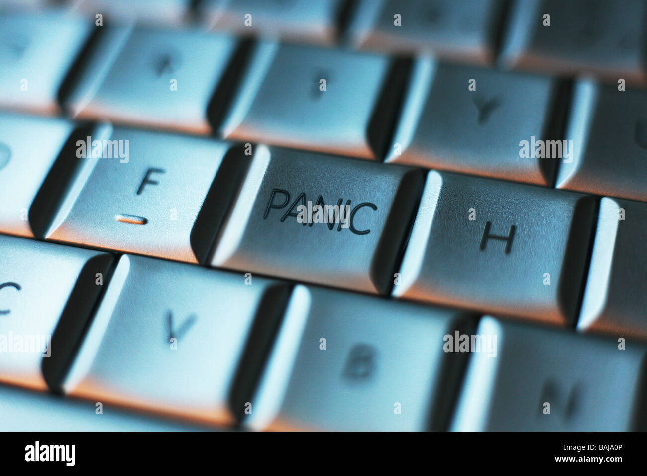 Panik-Taste auf einer Computertastatur Stockfoto