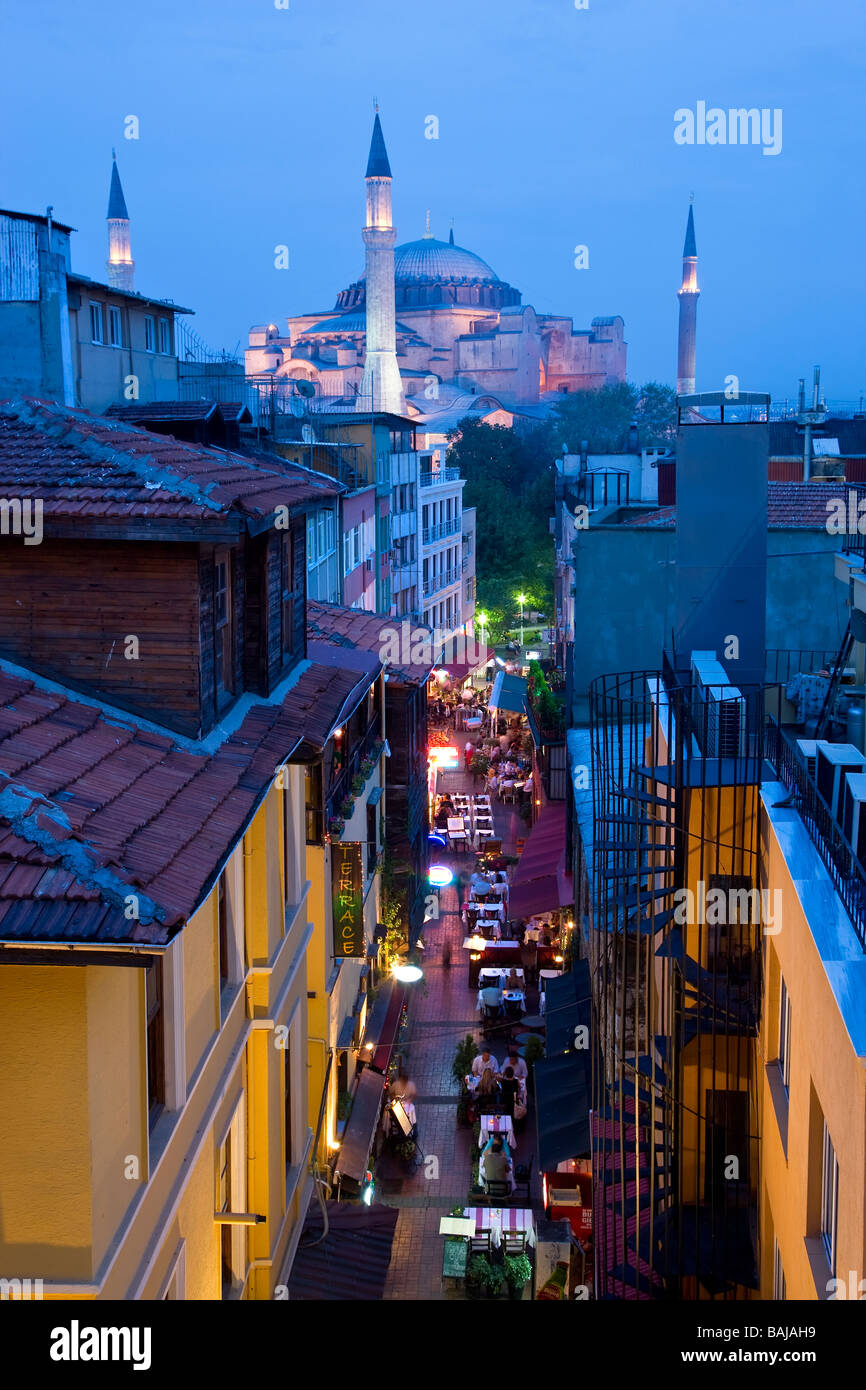 Sancta Sophia Aya Sofia Dämmerung Nacht Istanbul Skyline von Istanbul Türkei Stockfoto