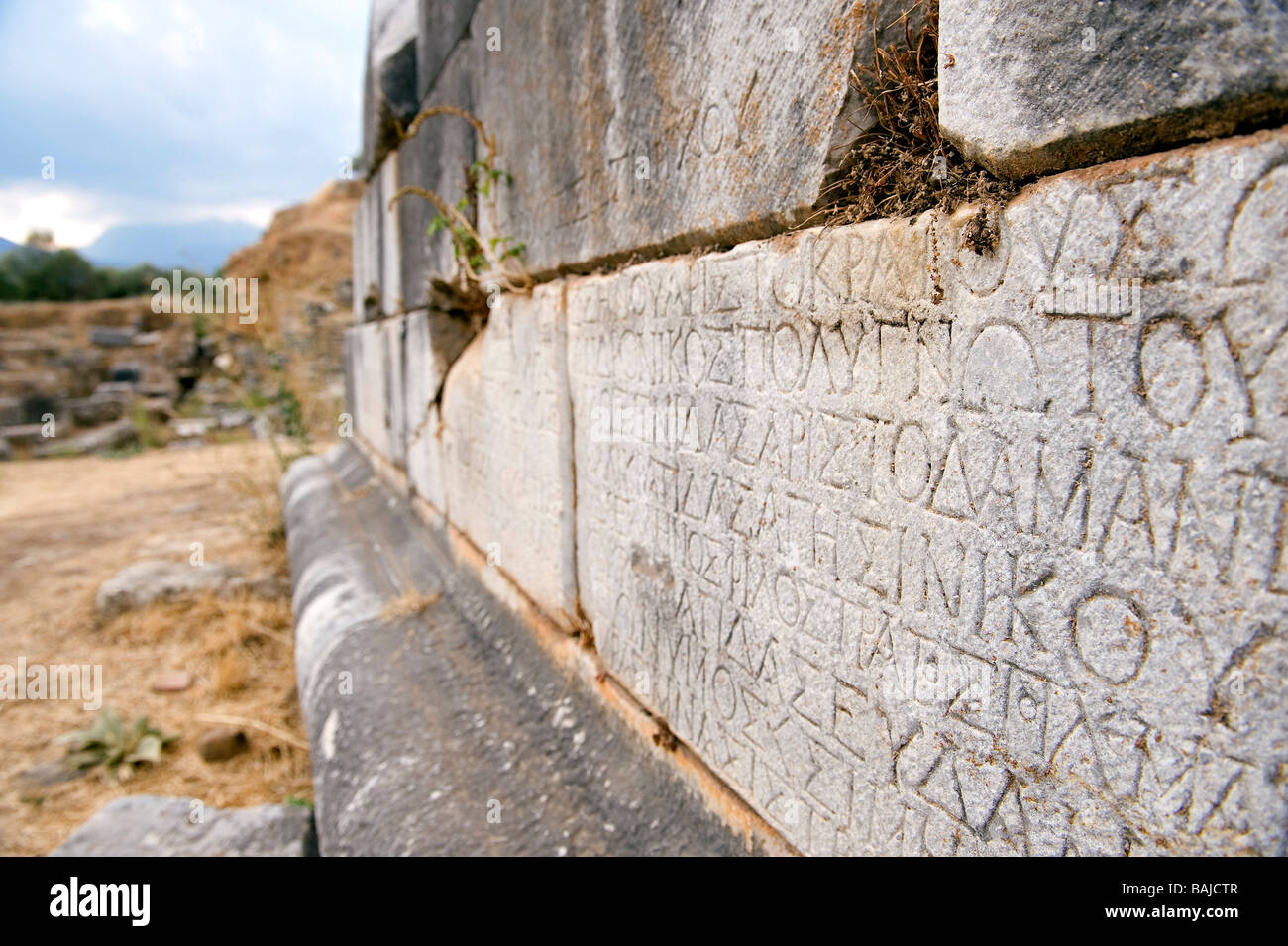 Griechenland, Region Peloponnes, Sparta, die antiken Ruinen, die Szene aus dem 1. Jahrhundert v. Chr. Stockfoto