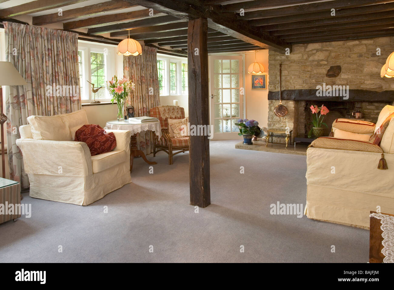 UK. Ein traditionelles Brtitish Wohnzimmer interior design. Stockfoto