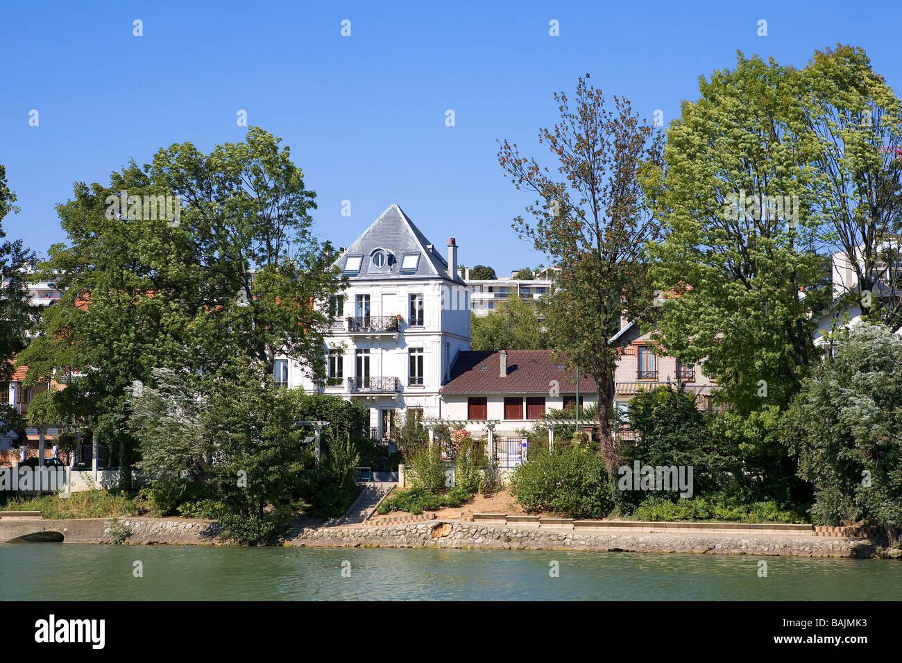 Frankreich, Val de Marne, Ufer des Flusses Marne in Nogent Sur Marne Stockfoto