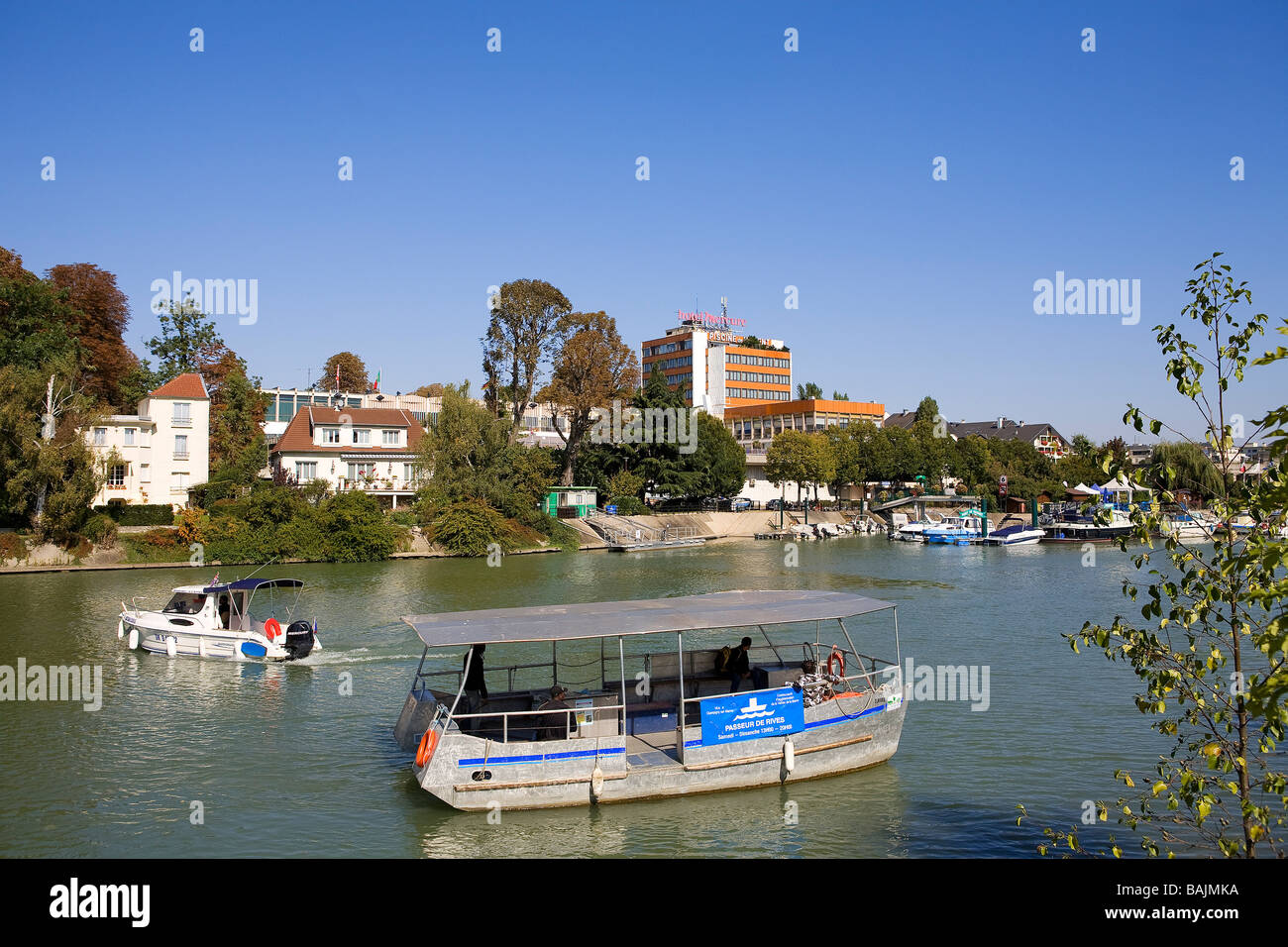 Frankreich, Val de Marne, Ufer des Flusses Marne in Nogent Sur Marne Stockfoto