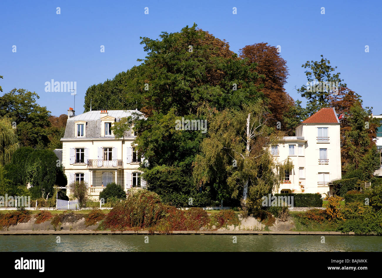 Frankreich, Val de Marne, Ufer des Flusses Marne in Nogent Sur Marne Stockfoto