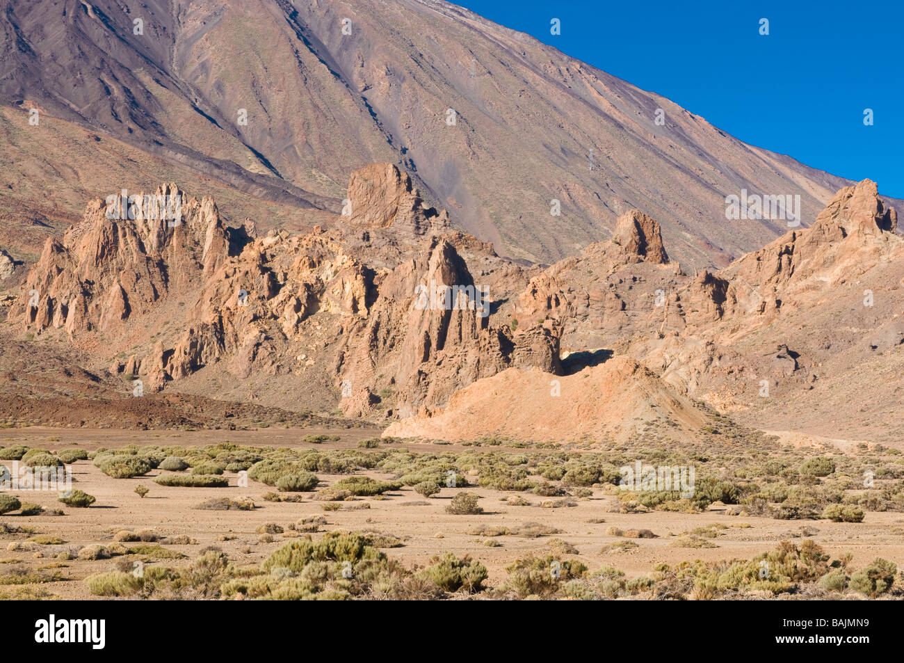 Felsformation am Vulkan El Teide Unesco World Heritage Kanarische Inseln Spanien Teneriffa Stockfoto