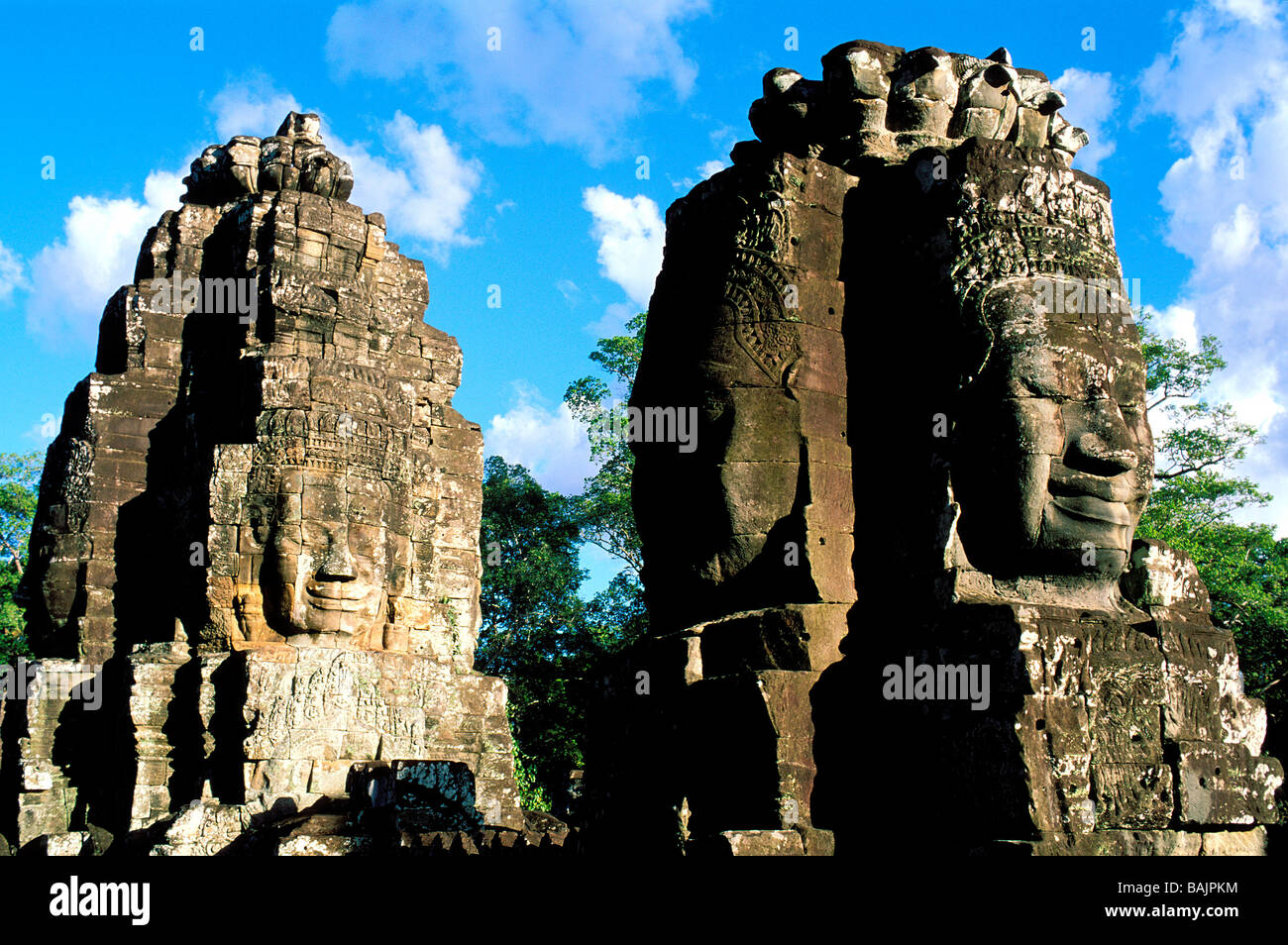 Kambodscha, Provinz Siem Reap, Angkor Website Weltkulturerbe der UNESCO, ehemalige Stadt Angkor Thom, Bayon Tempel erbauen Stockfoto