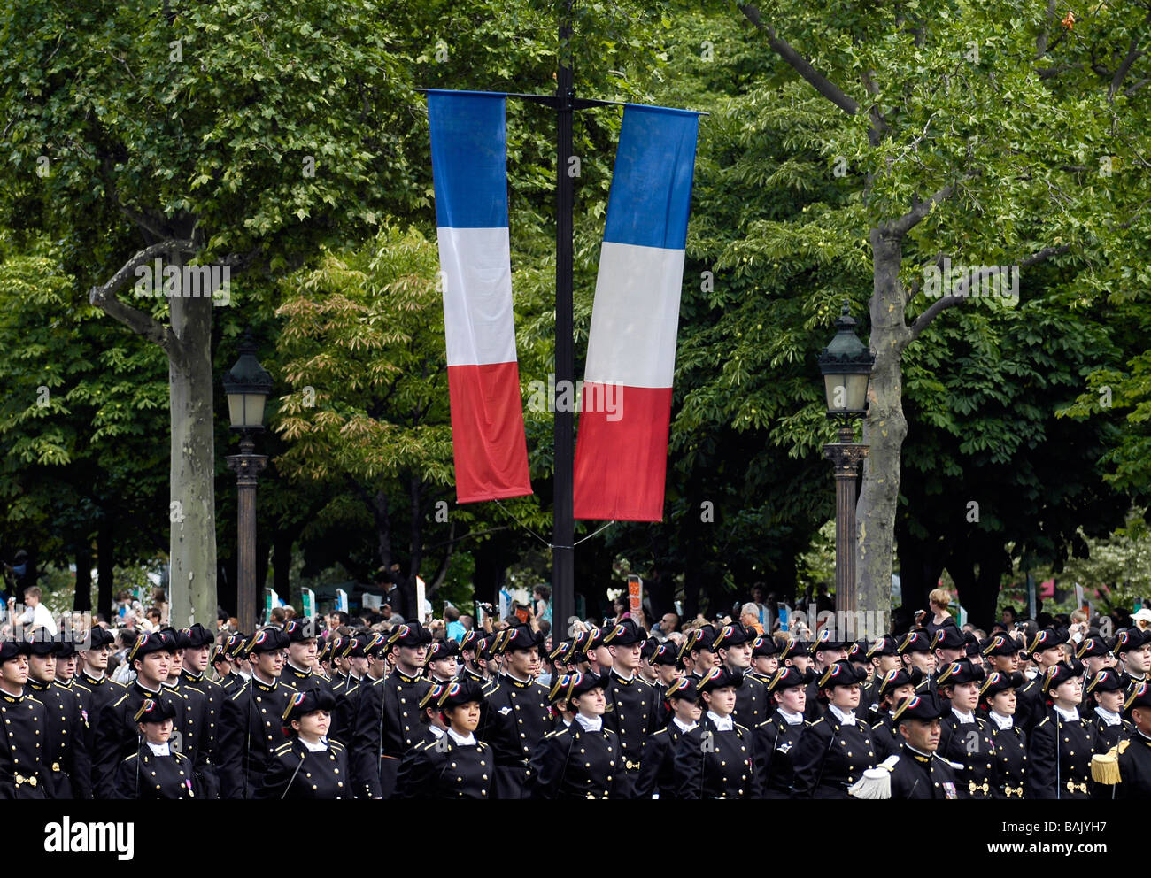 Meuterei auf der Militärparade am 14. Juli in Paris, Frankreich. Stockfoto