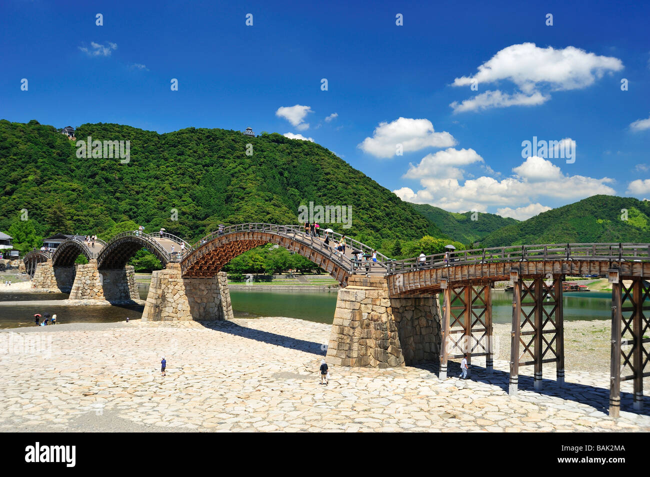 Kintai-Brücke, Iwakuni, Präfektur Yamaguchi, Chugoku, Honshu, japan Stockfoto